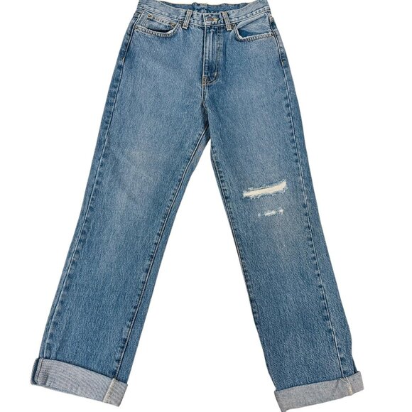 Carmar Jeans Womens 26 Blue High Rise Straight Distressed USA Style 0462319 - Picture 1 of 11